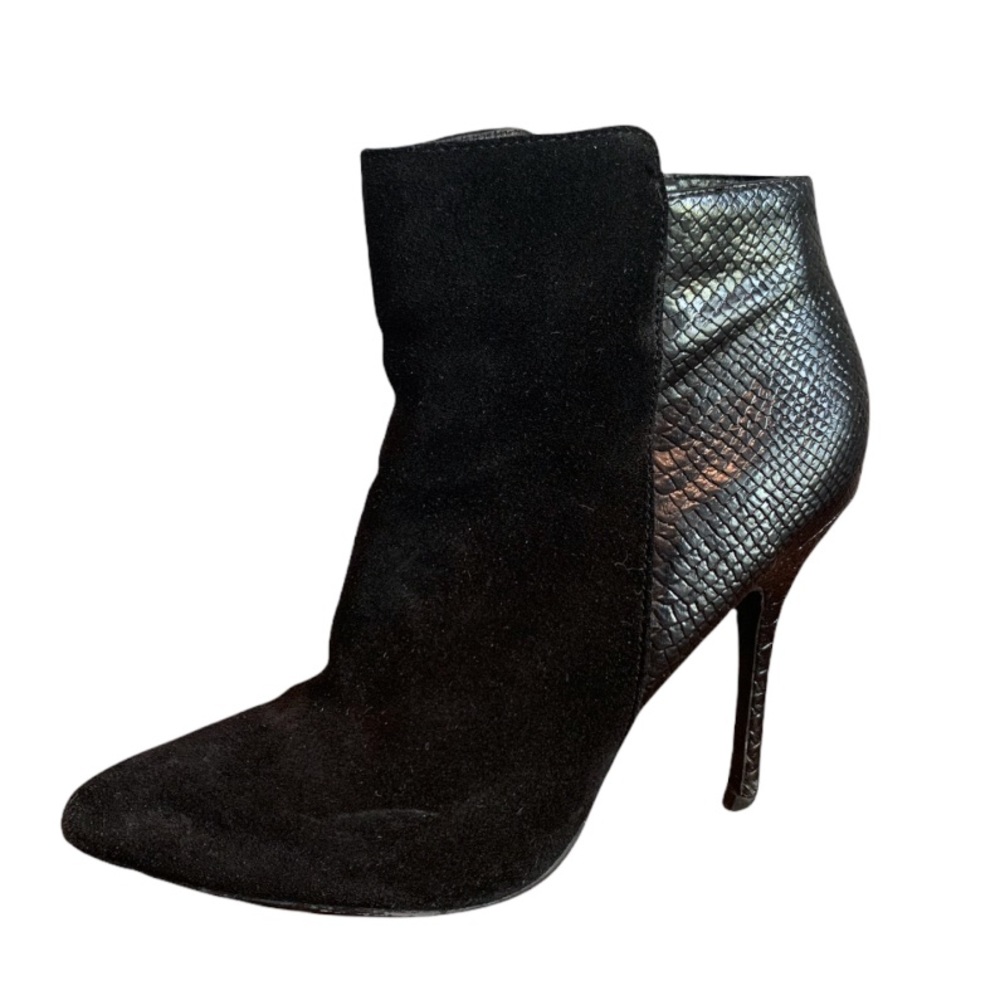 Steve Madden Dace Leather Snake Skin Faux Suede Black High Heels 8.5 M